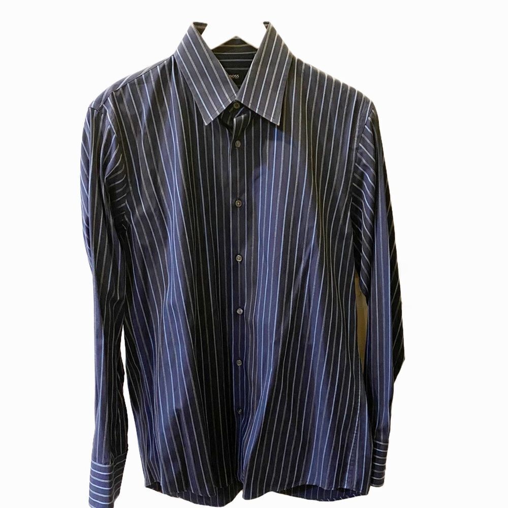 Men's Hugo Boss Custom Fit Dress Shirt VINTAGE Down long sleeve 15 1/2  Medium